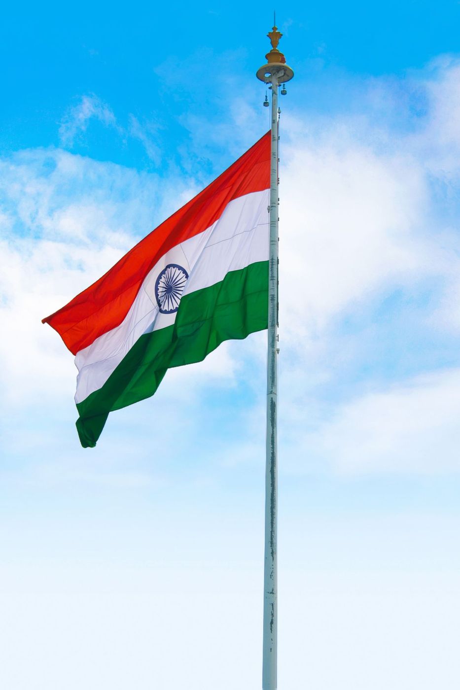 Indian national flag on a flagpole