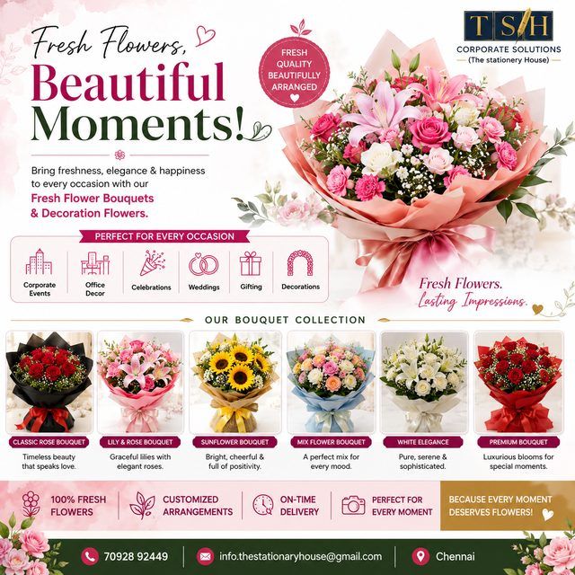 Fresh flower bouquets and decoration flowers